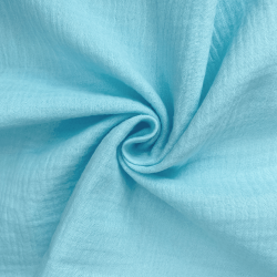 Ткань Муслин Жатый, цвет Небесно-голубой (на отрез)  в Электроуглях