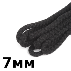 Шнур с сердечником 7мм, цвет Чёрный (плетено-вязанный, плотный)  в Электроуглях